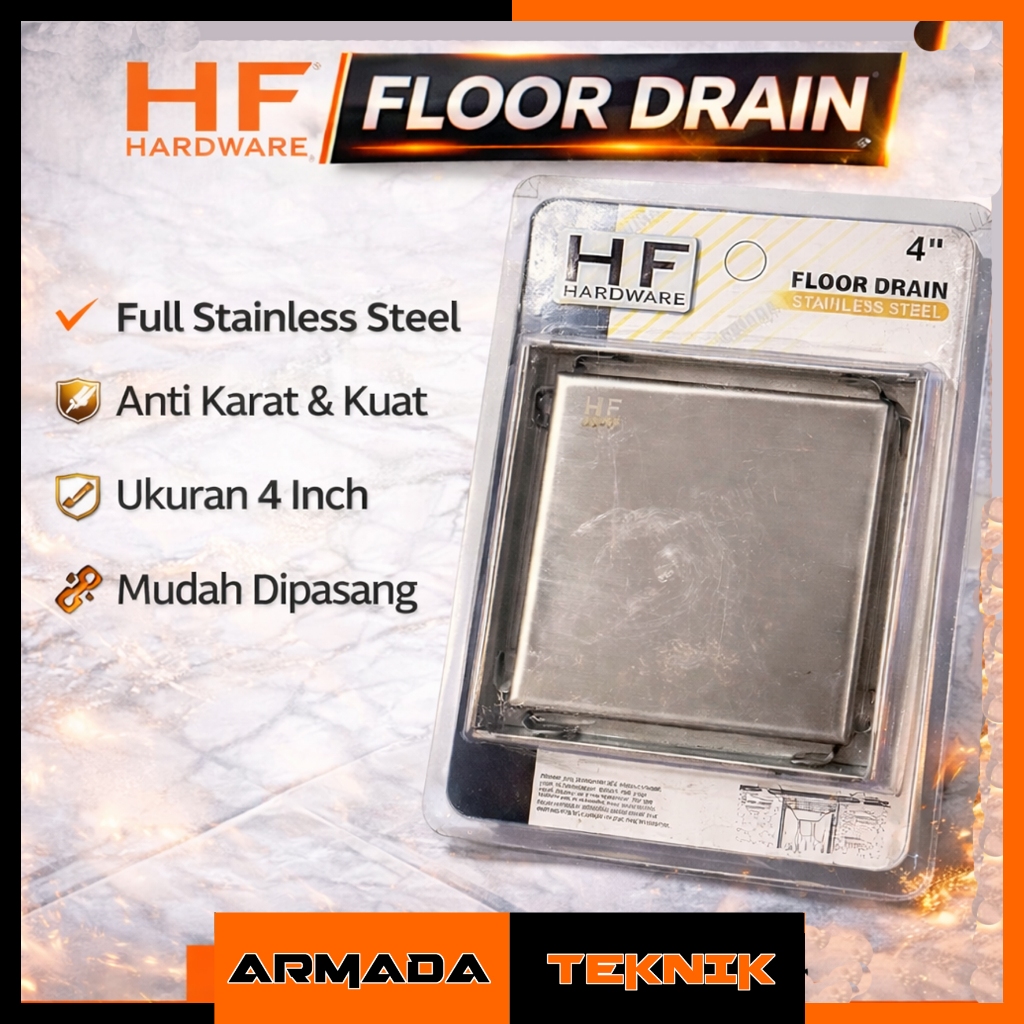 Saringan Got HF Hardware 4 Inch – Floor Drain Stainless Steel Anti Karat / Tutup Pembuangan Air