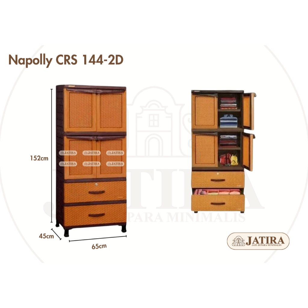 Lemari Plastik Napolly CRS 144 2D | Lemari Plastik Napolly Murah Palembang