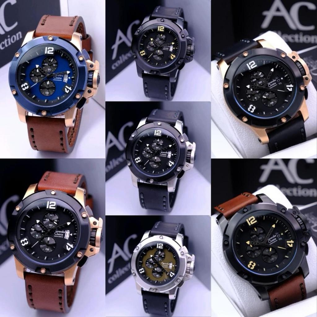Alexandre Christie AC 6295 Jam Tangan Pria Kulit Original