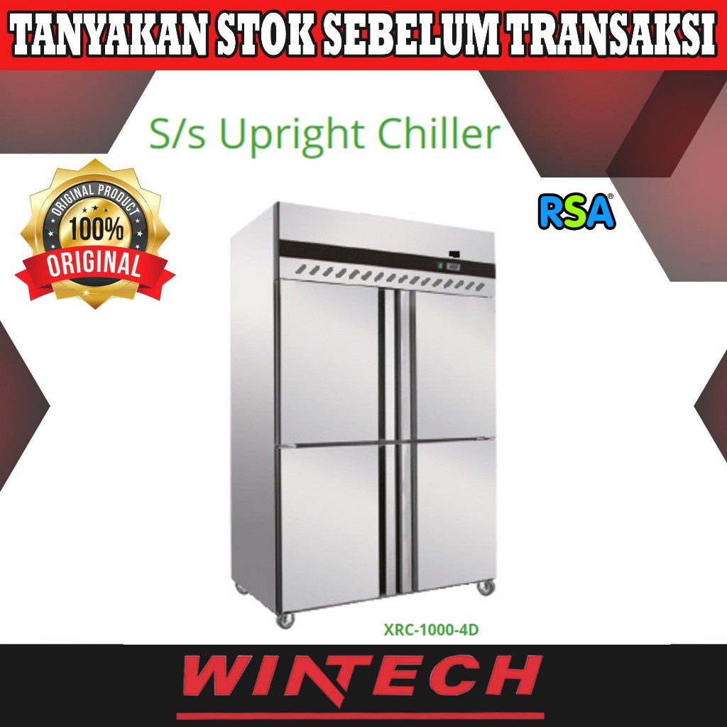 RSA XRC-1000-4D SS Upright Chiller Kulkas Dapur Komersial Stainless Steel 4 Pintu - Kabinet Untuk Me