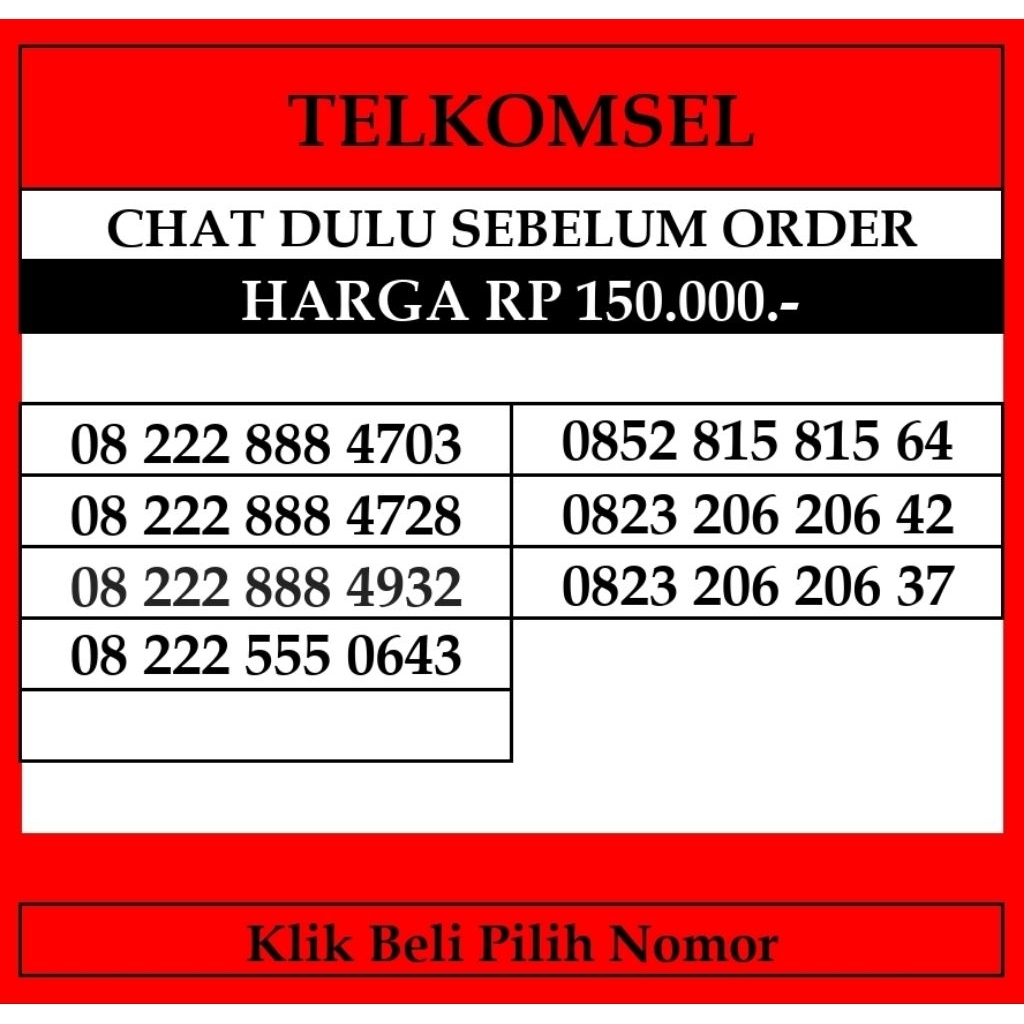 Nomor Cantik Kartu Perdana telkomsel 4G LTE Kartu Perdana Prabayar