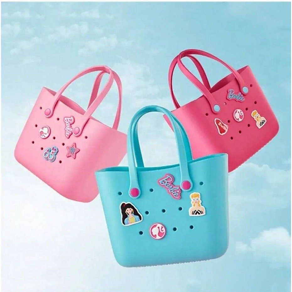 Tas Tote Wanita Crocs - Bahan Elastis, Tahan Air, Desain EleganTas Miniso X Barbie 65th Anniversary 