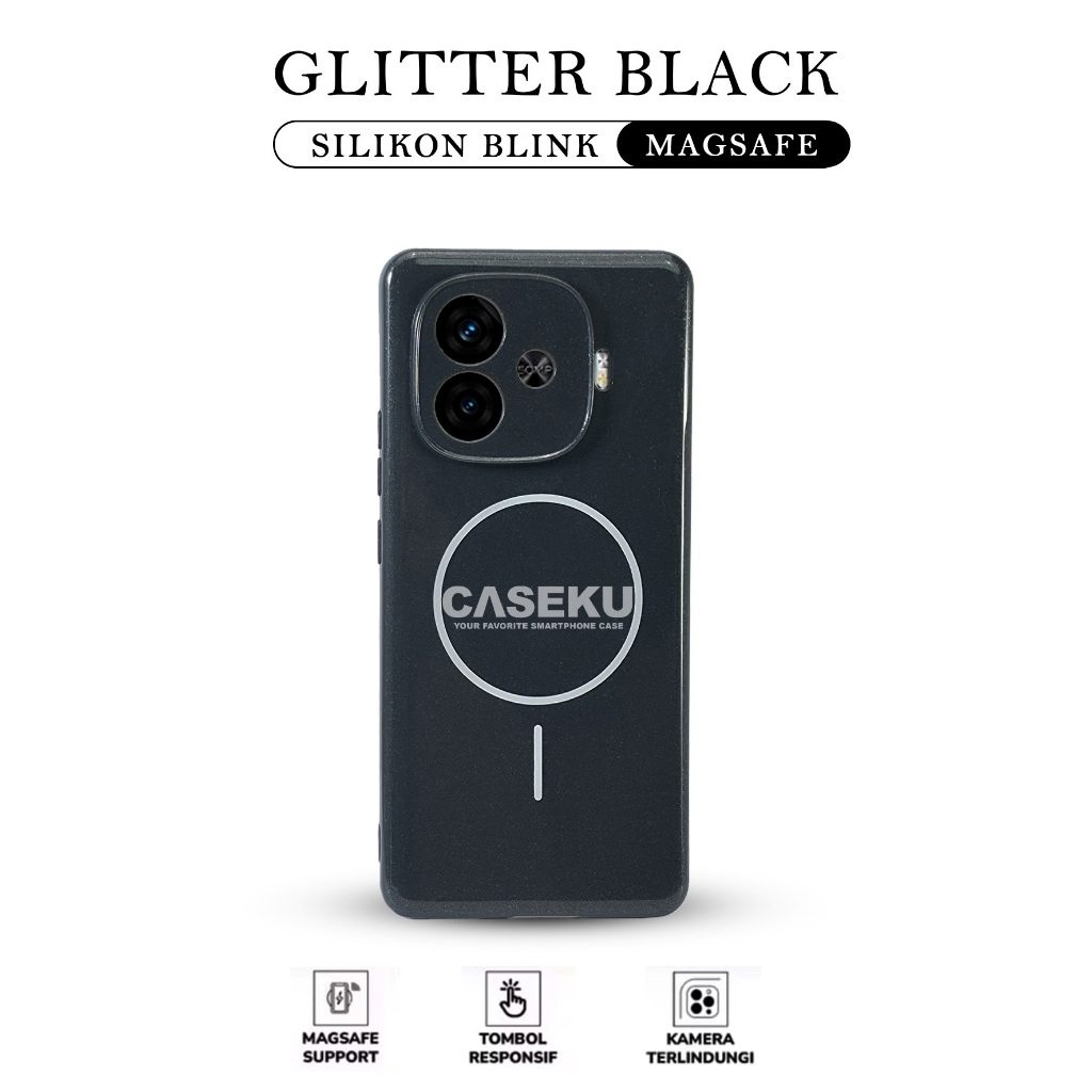 Caseku Case Magsafe Glitter black Magnetic Case for Iqoo 13 Iqoo Z9 5G Iqoo Z9X Iqoo Z10 Lite Iqoo Z
