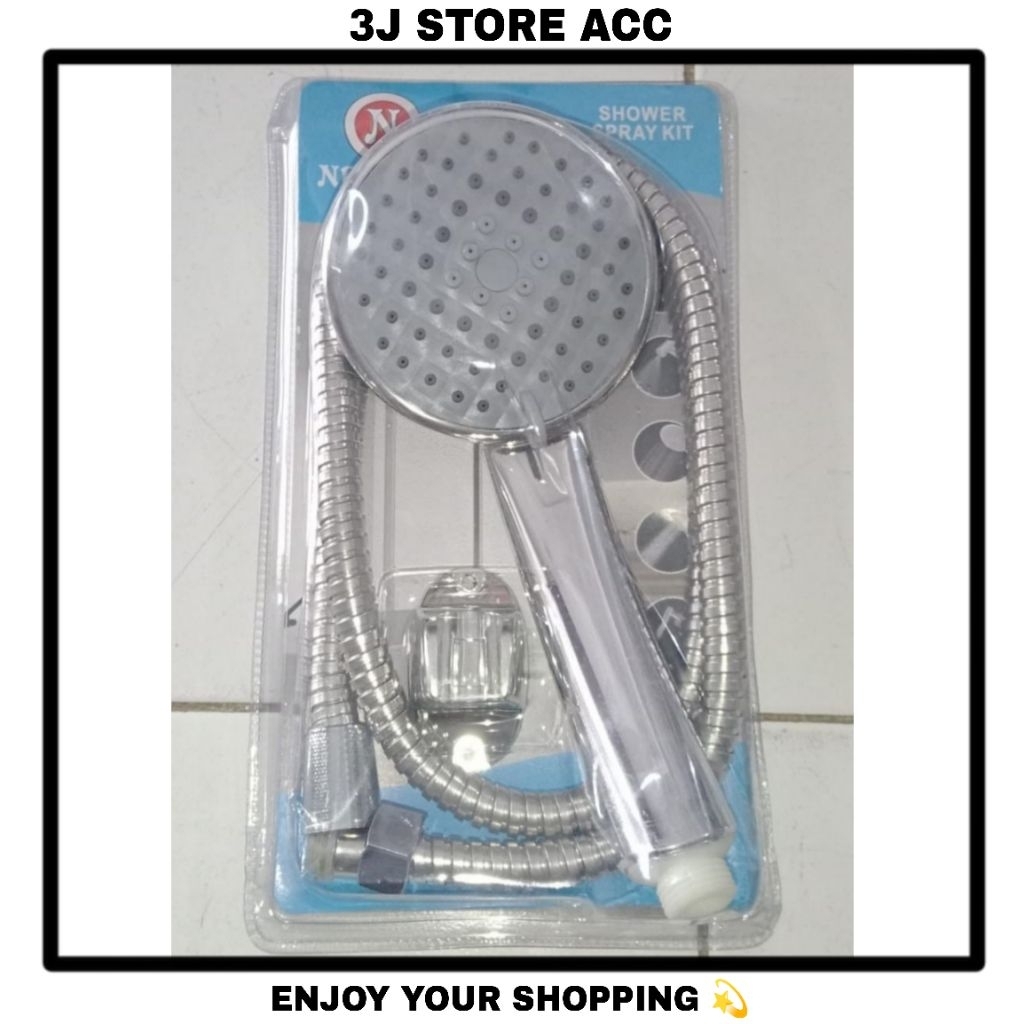 Hand Shower Set Chrome Kepala Shower Mandi Besar Plus Selang Fleksibel
