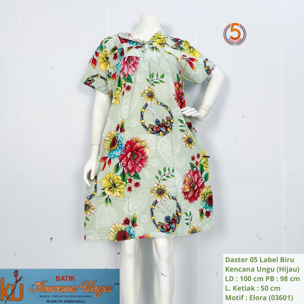 Daster DS 05 Tali Pita Dada Kencana Ungu Label Biru Asli Ori Batik Printing LD 100 cm PB 95 cm BB Ma