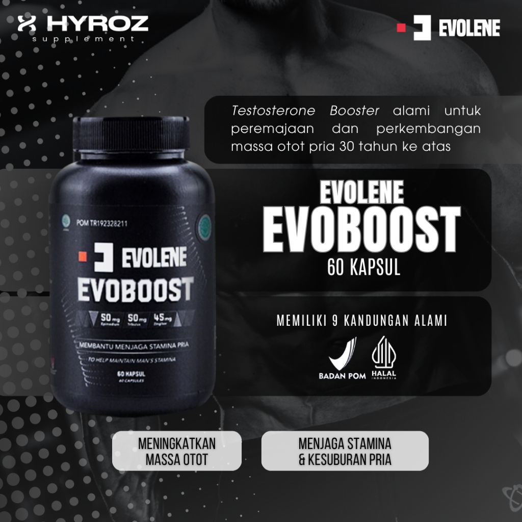 EVOLENE EVOBOOST - Testosterone Booster 60 Kapsul | HALAL & BPOM