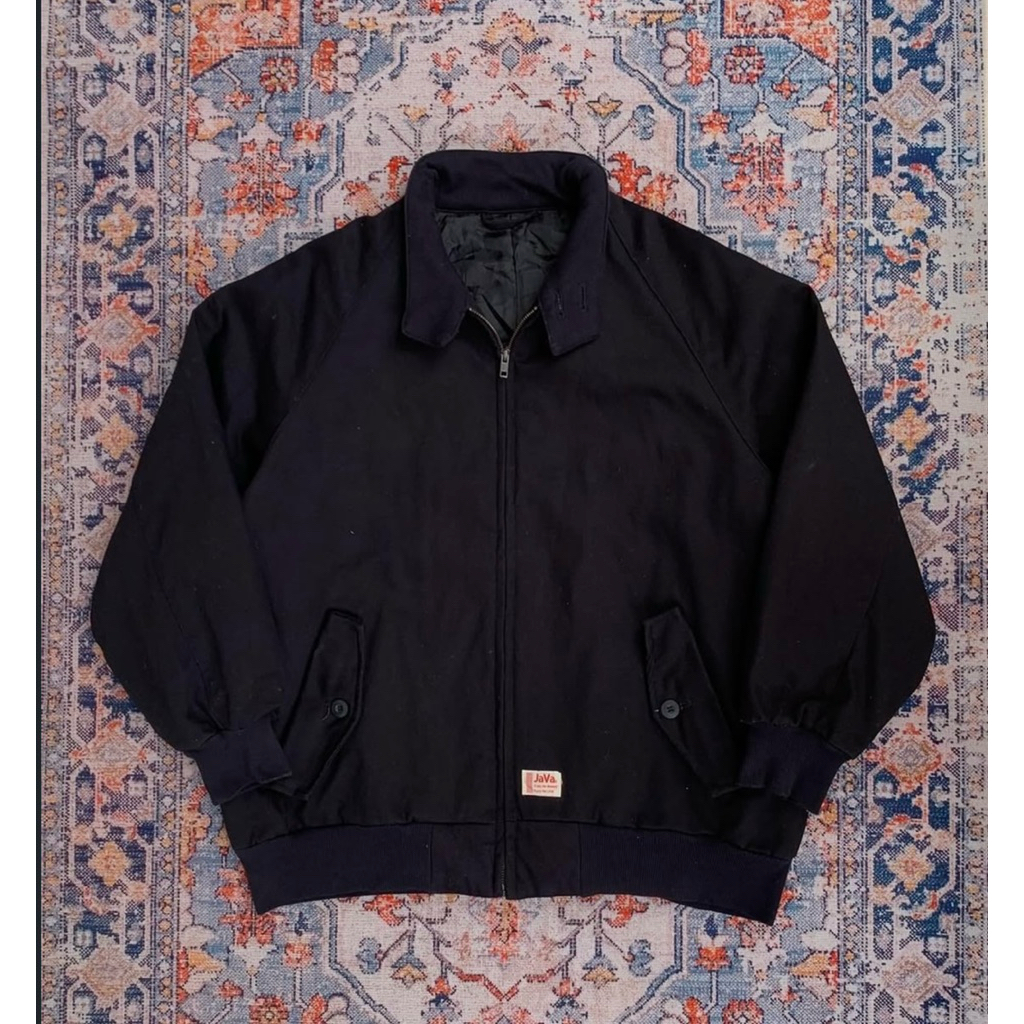 Java Boxy Cut Heavyweight Duck Canvas Harrington Jacket Black