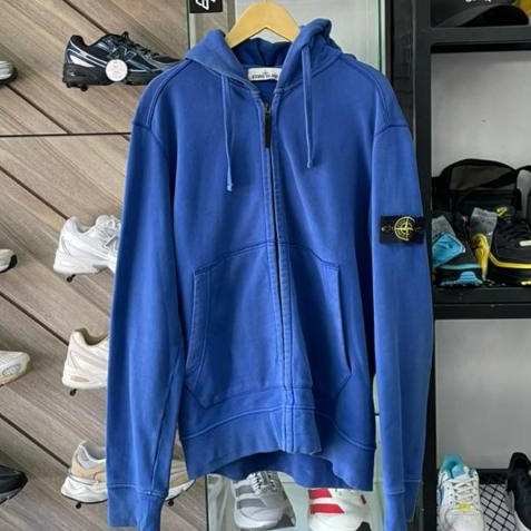 STONE ISLAND ZIP HOODIE BLUE