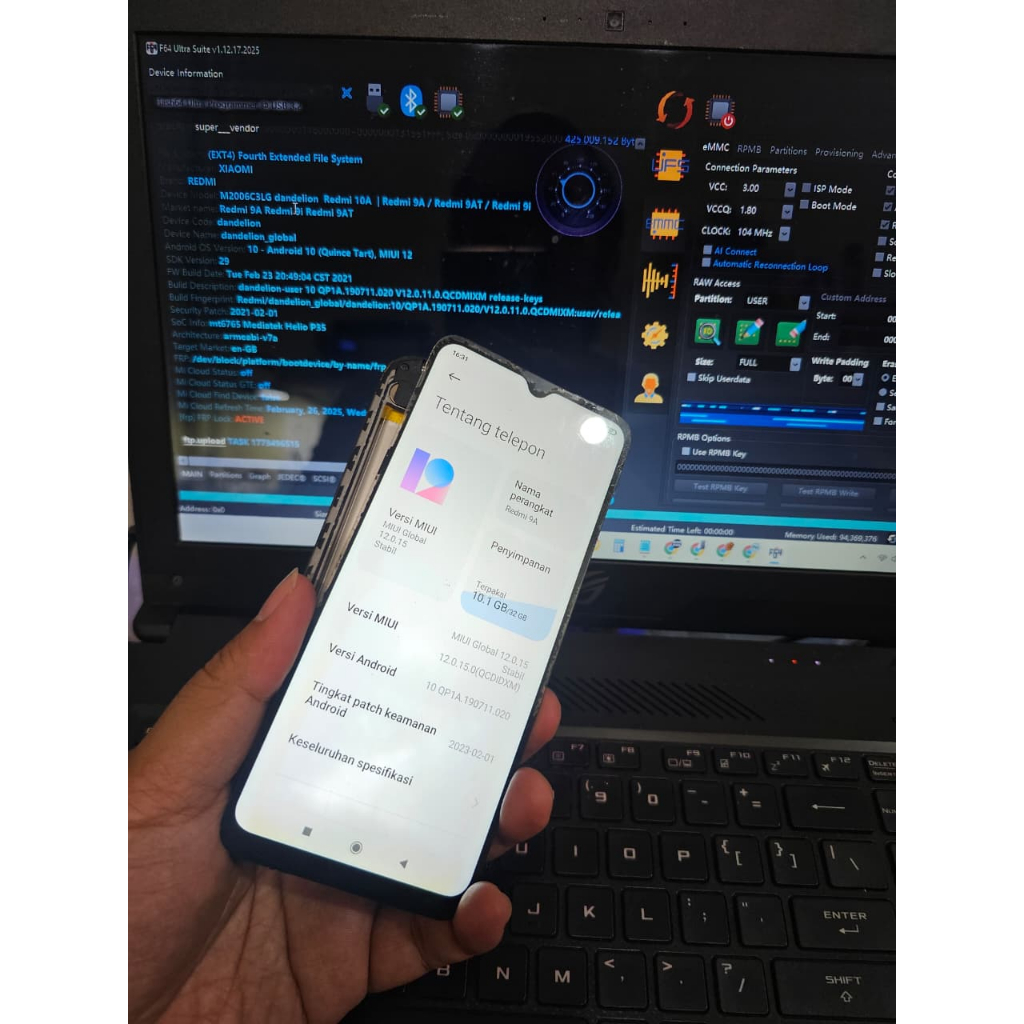 EMMC ( BGA 153 ) REDMI 9C AUTO ON langsung nyala tanpa BUGS wifi,imei,update AMAN !!!