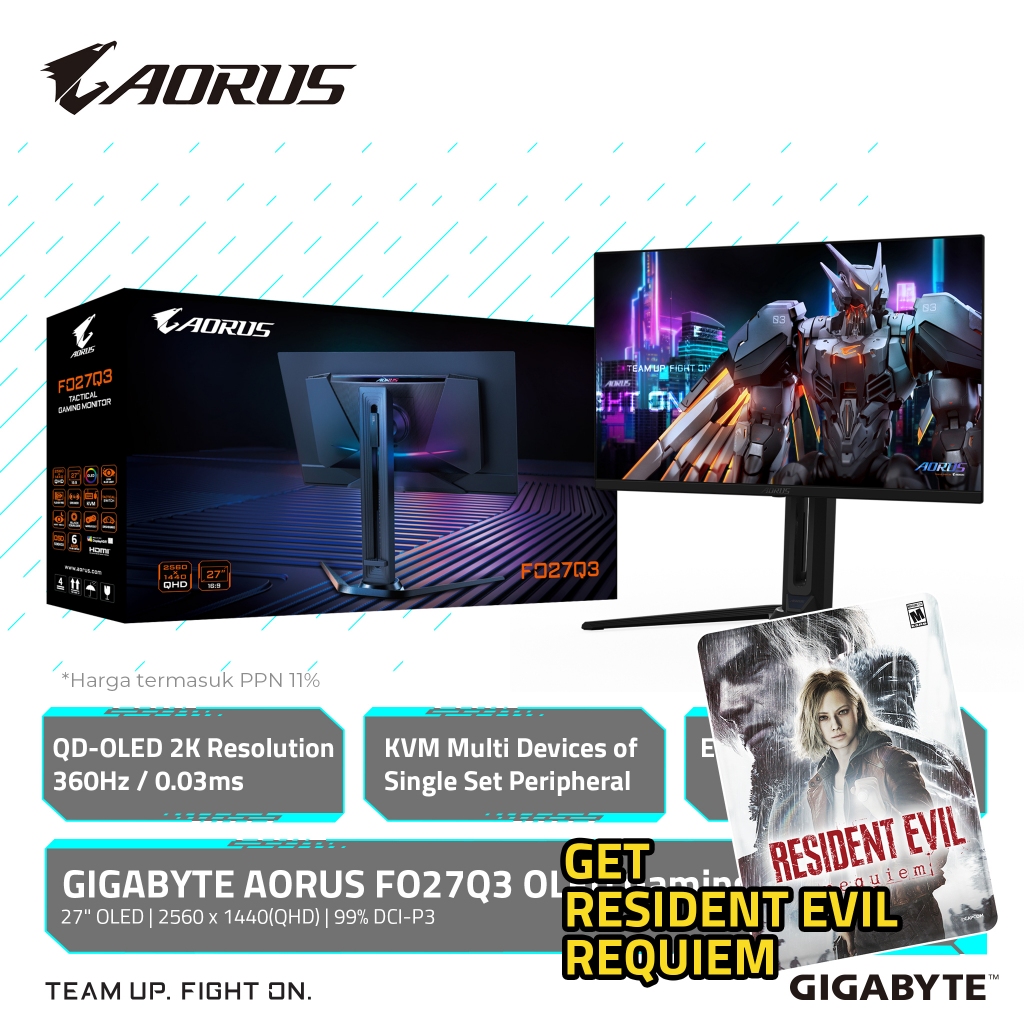 Gigabyte AORUS FO27Q3 Monitor OLED Gaming 27 Inch