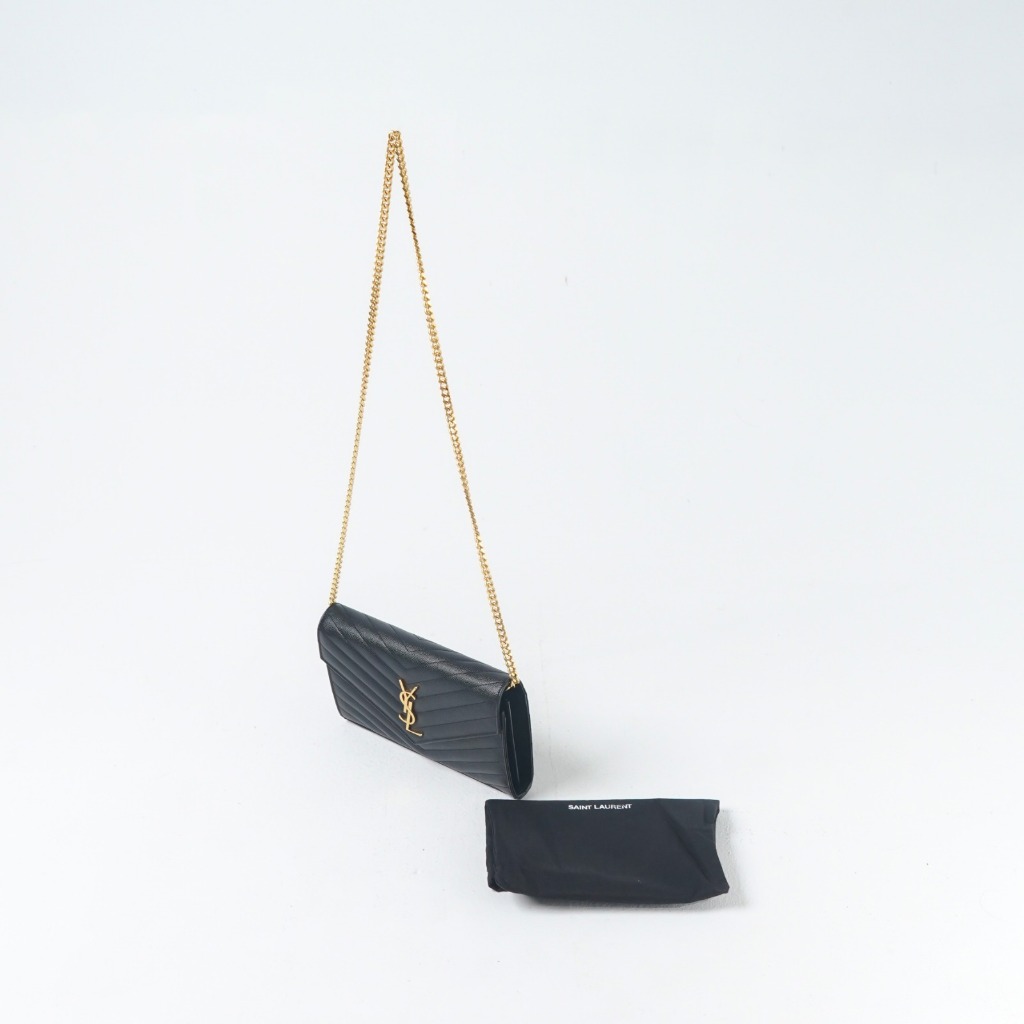 PRELOVED Tas Y SAINT LAURENT 22CM GHW BLACK CAVIAR WOC BAG 100% ORI
