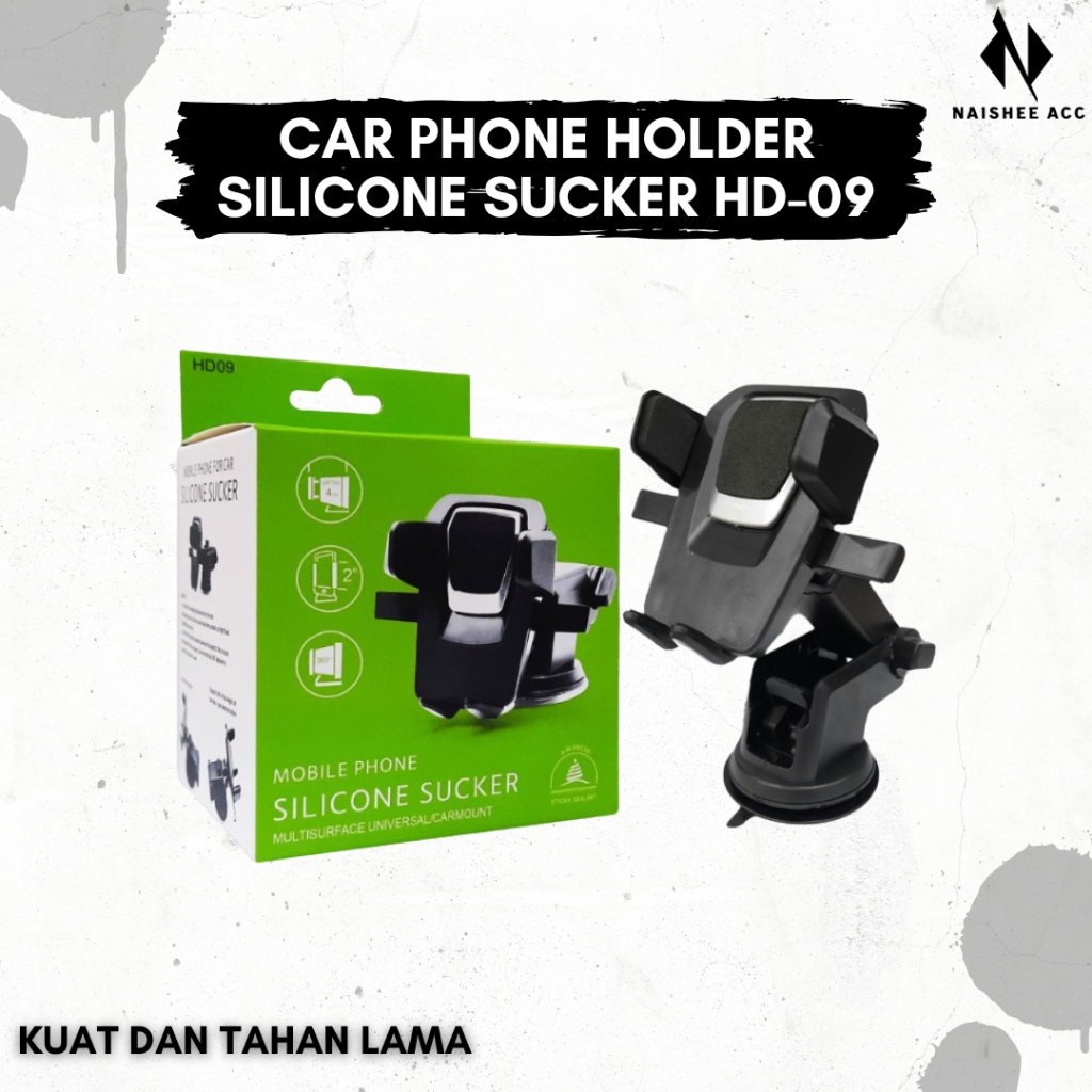 CAR HOLDER STAND HP HD09 FOLDING UNIVERSAL KACA DABOT PHONE MOBIL HD-09 HITAM