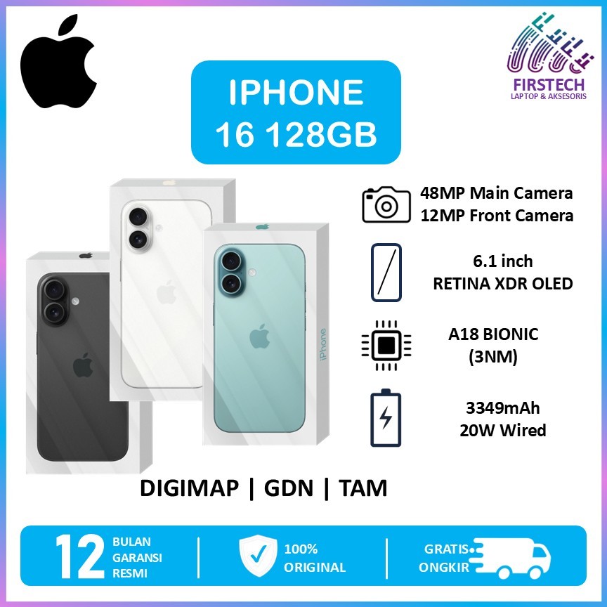 APPLE IPHONE 16 128GB BIONIC 18 GARANSI RESMI INDONESIA