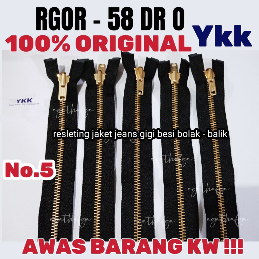 Resleting Jaket / Zipper Jeans (RGOR-58 DR O) YKK bolak balik uk. 40cm,45cm,50cm per biji