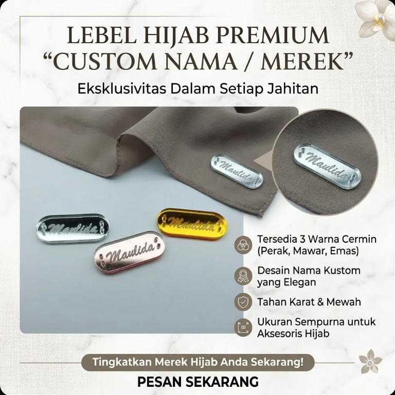 AKRILIK LABEL HIJAB / Label Hijab Acrylic / Label Akrilik / Label Brand Akrilik Custom