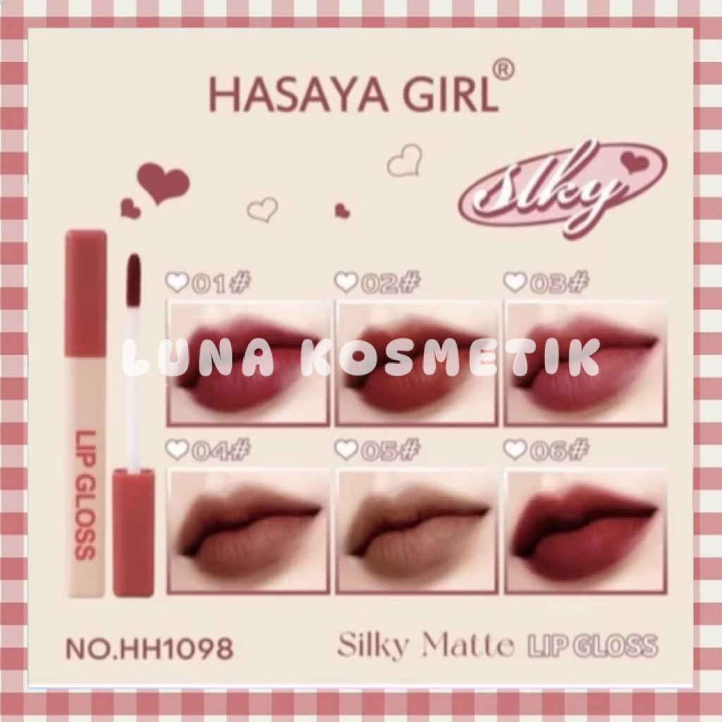 [ 1 SET ISI 6pc ] Hasaya Girl Silky Matte Lip Gloss – Lip Cream Tahan Lama & Ringan di Bibir