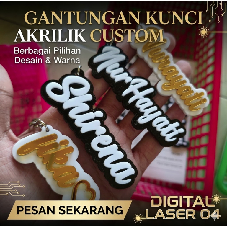 GANTUNGAN KUNCI NAMA AKRILIK / GANCI AKRILIK CUSTOM NAMA SENDIRI