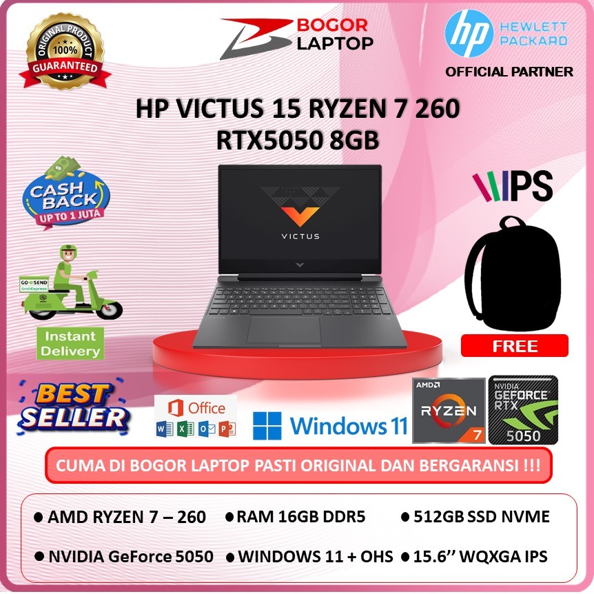 HP VICTUS 15 RYZEN 7 260 RTX5050 8GB/ 16GB 512GB W1HP VICTUS 15 RYZEN 7 260 RTX5050 8GB/ 16GB 512GB 