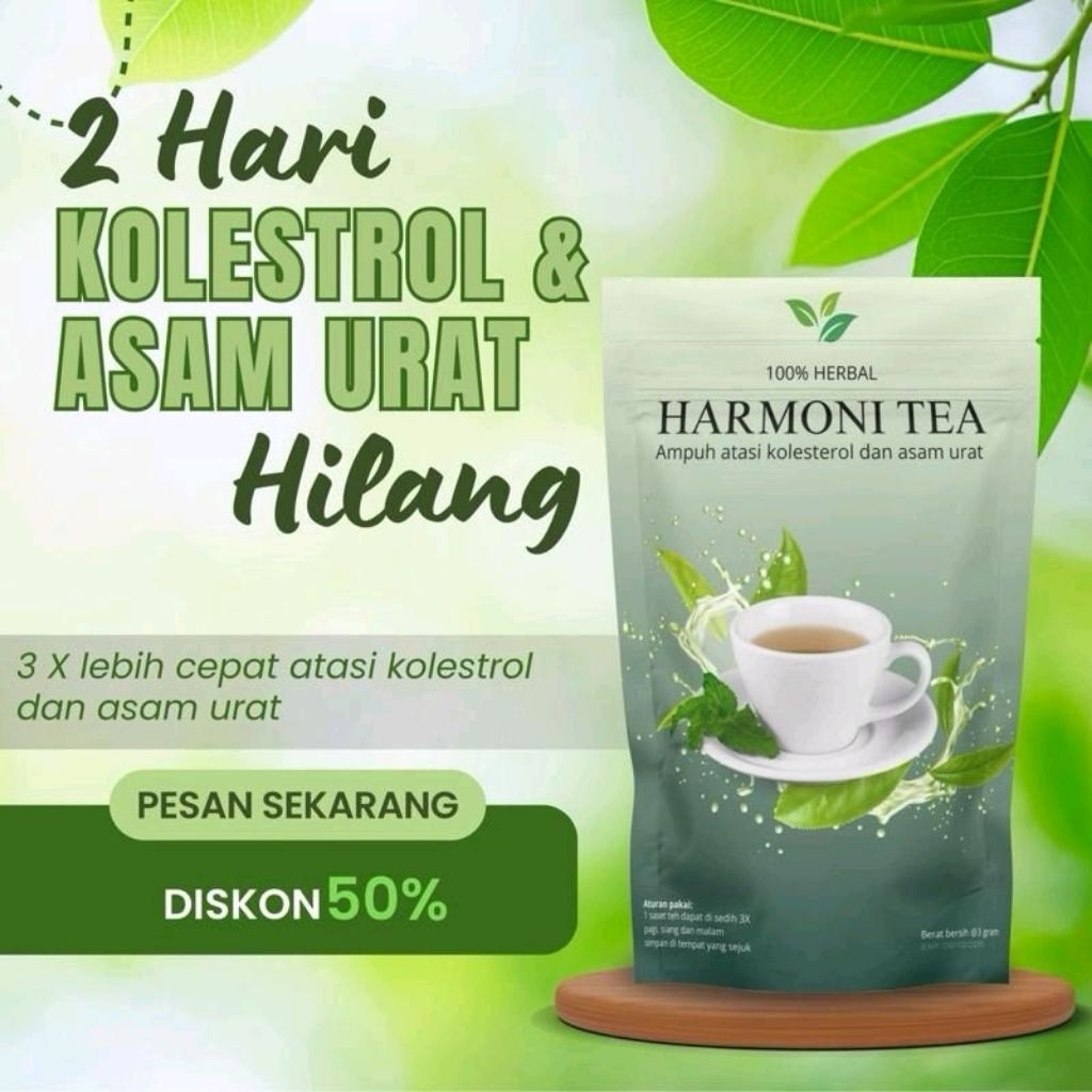 HARMONI TEA - Teh herbal untuk Kolesterol, Asam Urat & Darah Tinggi, Terampuh Mendetox Racun Dalam T