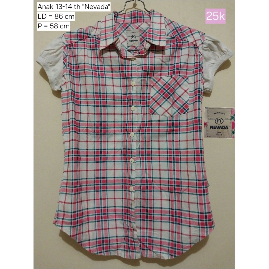Baju / Kemeja Kotak-kotak Anak Perempuan 13-14 th "Nevada" - pl