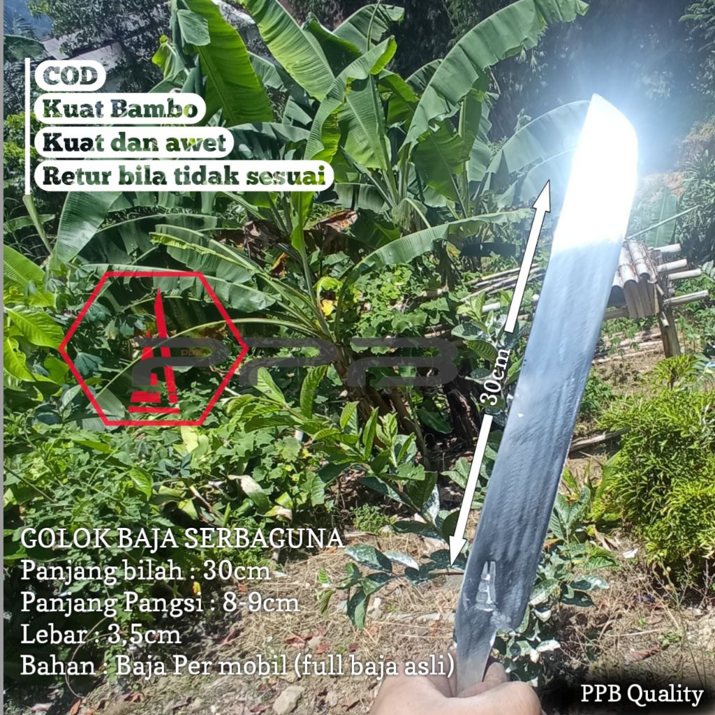 Golok Mentahan Baja Bearing & Per Serbaguna 30cm pangusepan/kebun Sudah Tajam Tidak Repot mengasah S