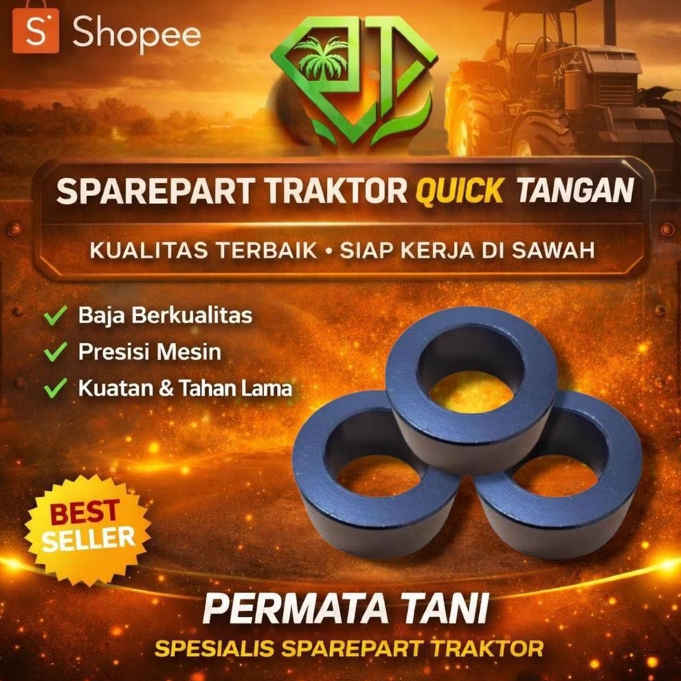Bushing Pin Hitch Traktor Quick G1000 OD 32mm ID 20mm Panjang 2cm Original Warna Hitam Bahan Besi Ro