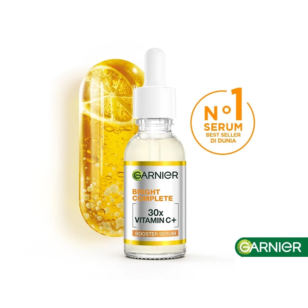 (VINS BEAUTY) GARNIER Bright Complete Vitamin C 30x Booster Serum | Mencerahkan Noda Hitam dan Bekas