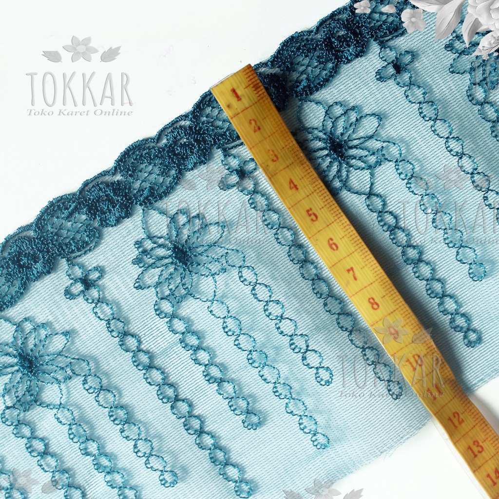 (Per Meter) RDT232  Renda Tile Biru Tosca Lebar 10Cm