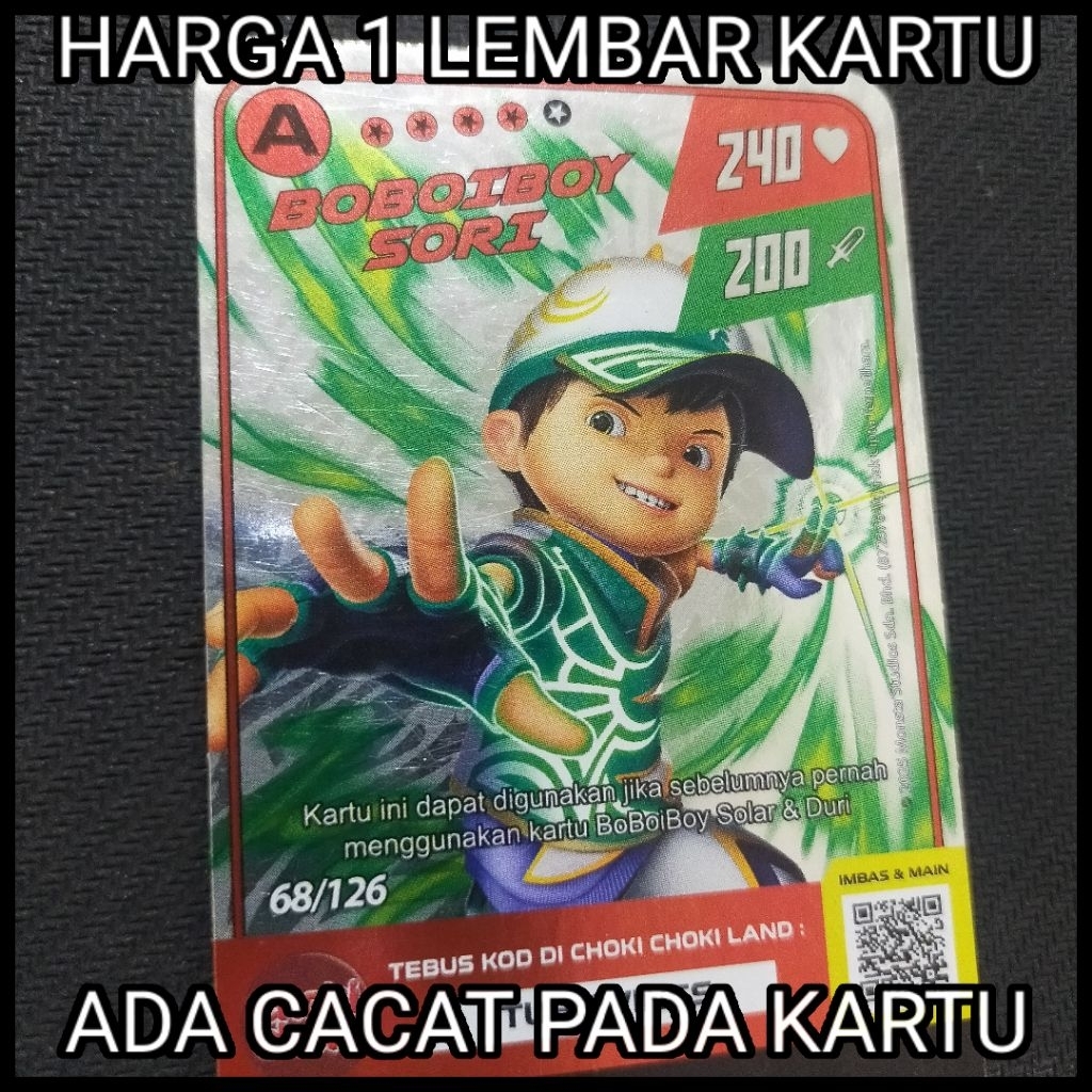 [CACAT PABRIK] Boboiboy Monsta Galaxy Card Boboiboy Sori 68/126 Choki Choki (Silver)