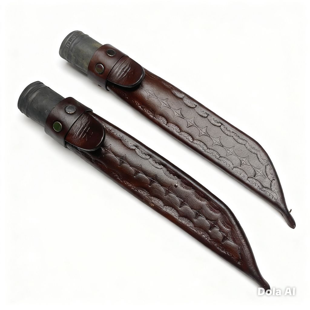 sarung pisau kulit asli  pisau cap garpu solingen 6 inchi 15 cm