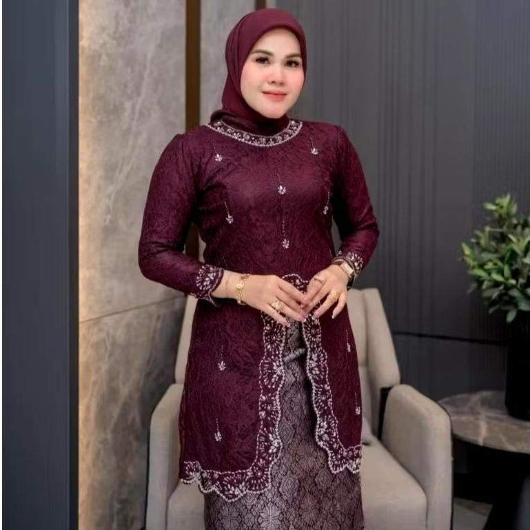 STELAN KEBAYA BRUKAT NALA//KEBAYA WISUDA//KEBAYA PESTA// SET KEBAYA BRUKAT PREMIUM//KEBAYA TUNIK LAM