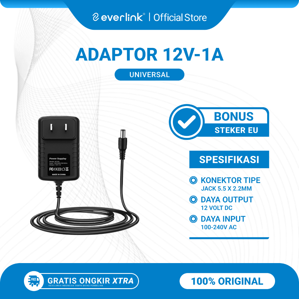 Power Adaptor 12V-1A Untuk Modem Router STB CCTV DVR HTB Bekas Original Universal