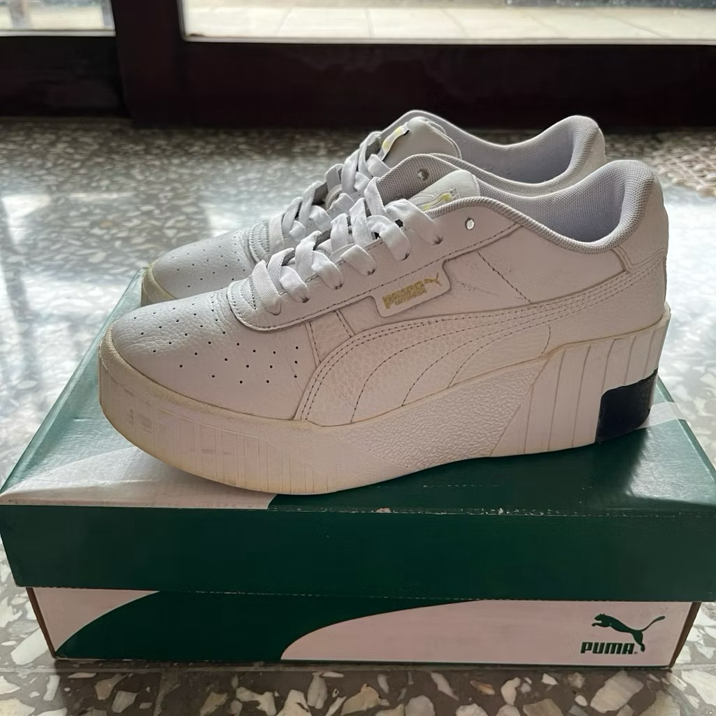 Puma cali wedge wedges sneakers white preloved second size 39 insole 25cm