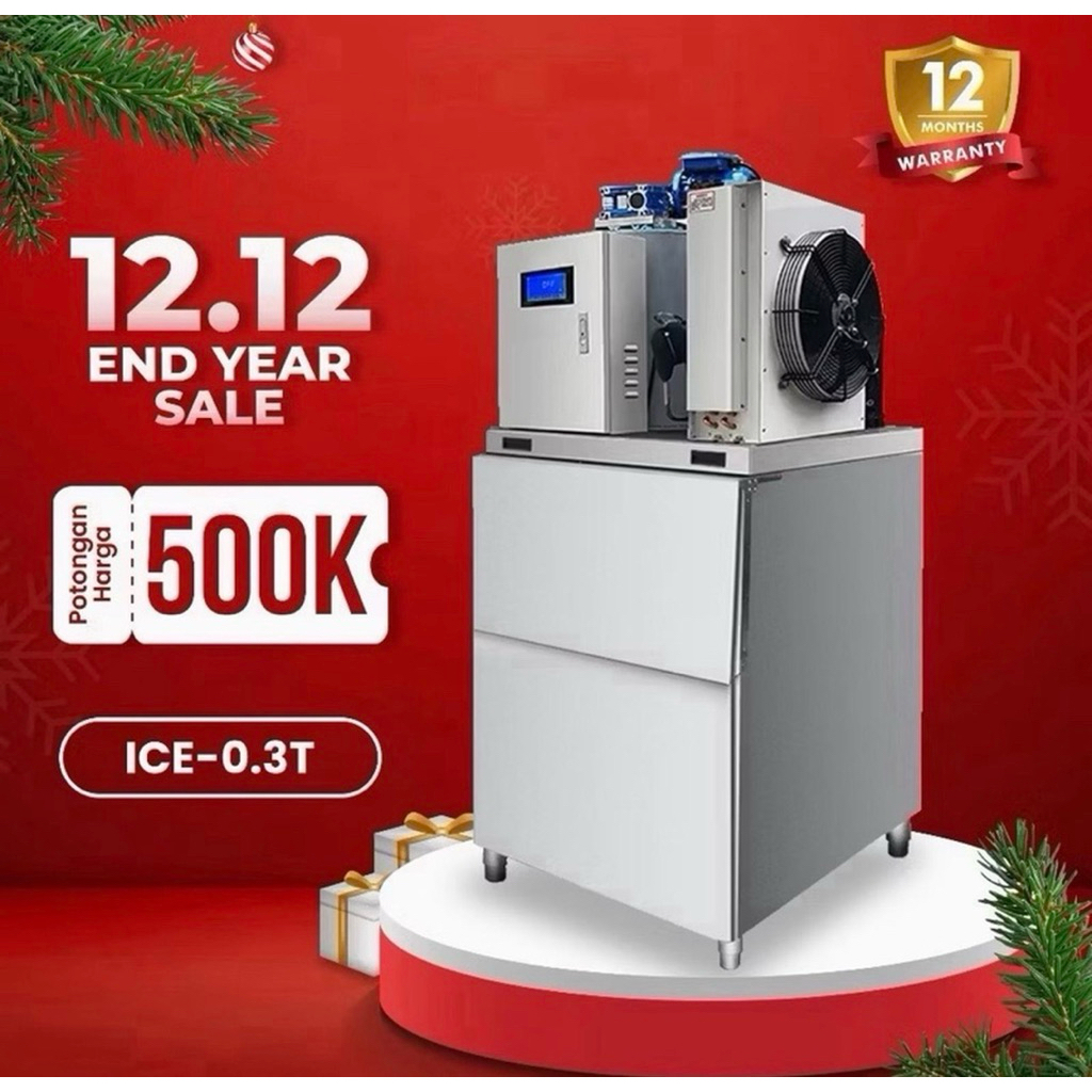 Mesin Es Flake Commercial Flake Ice Maker 300KG/24Jam 500KG/24Jam untuk Seafood & Supermarket - Flak