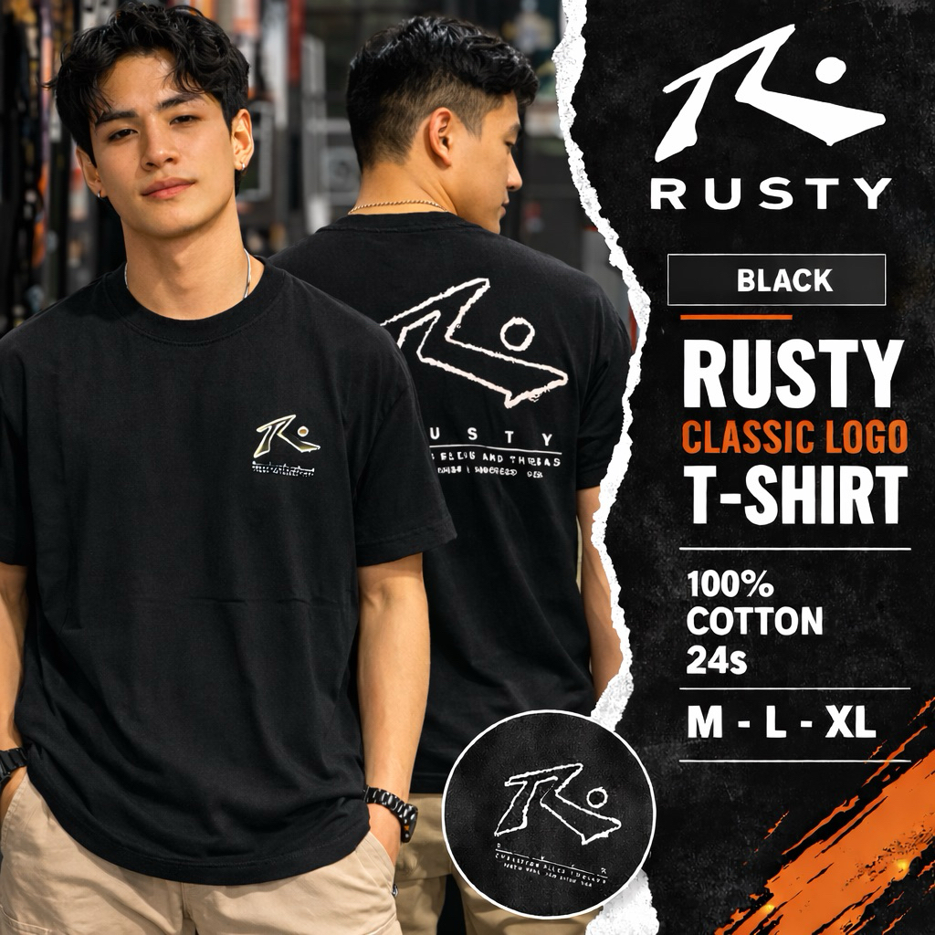 Kaos Surfing RUSTY DEEPSHADOW. Fabric, Full Label & Tags Original 1 1 [real pict] COD (fit europe)