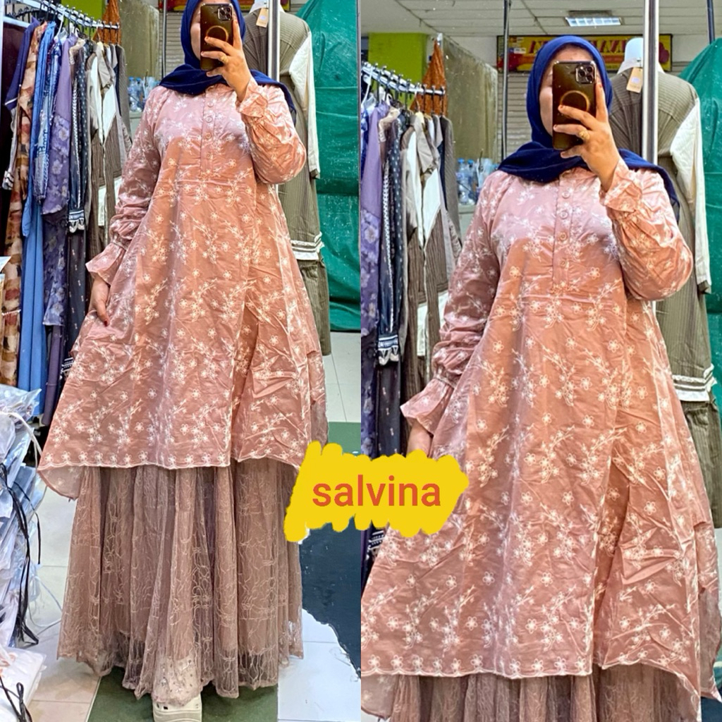 Gamis salvina katun bordir terbaru cod