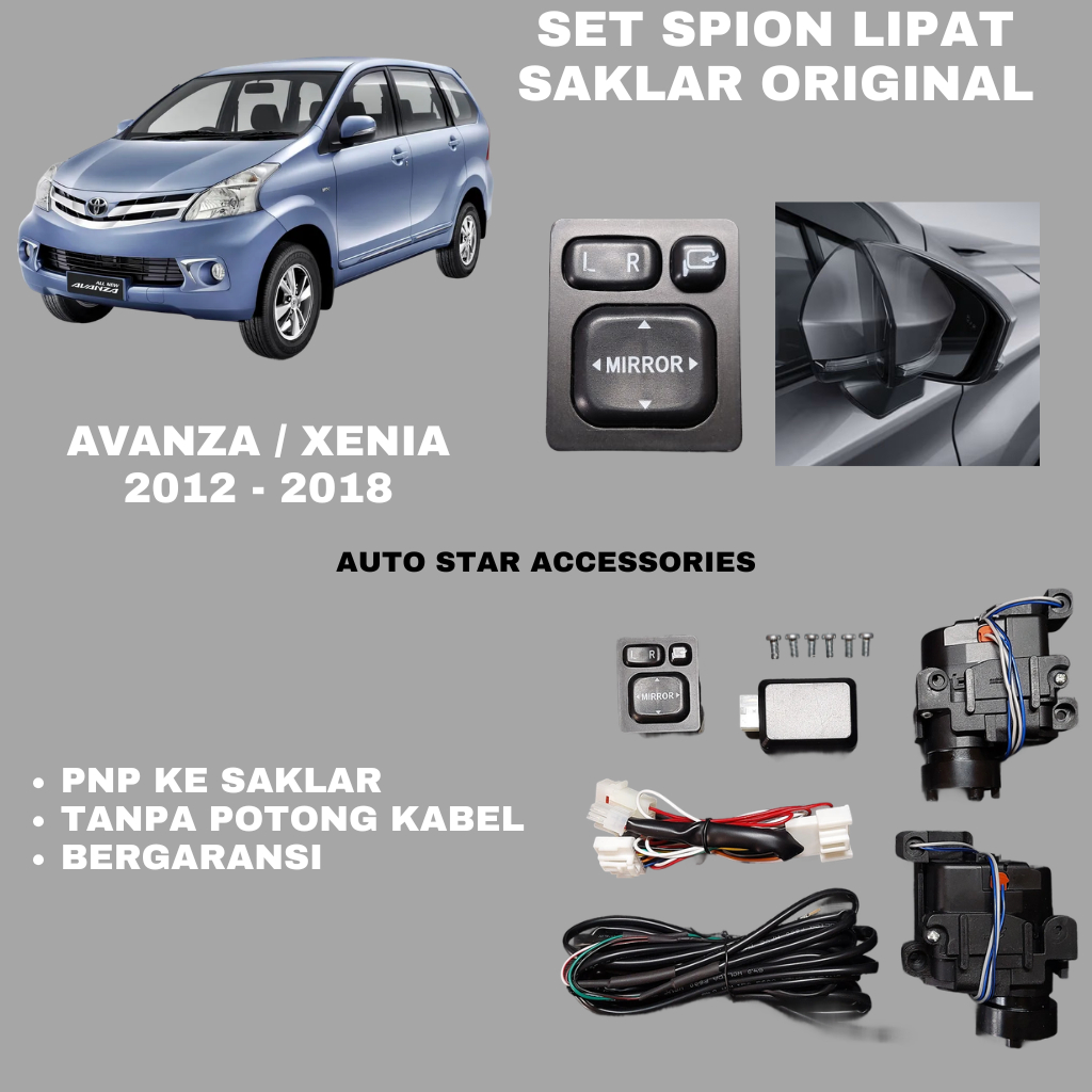 PAKET SPION LIPAT AVANZA XENIA 2012 - 2018 SWITCH ORIGINAL / RETRACT SPION LIPAT OTOMATIS AUTO FOLDI