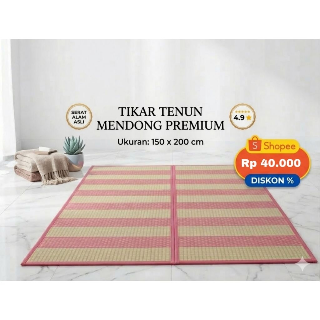 Tikar Tenun Lipat 150x200cm Tikar Tenun Mendong Tenunan Rapat Termurah Bisa COD