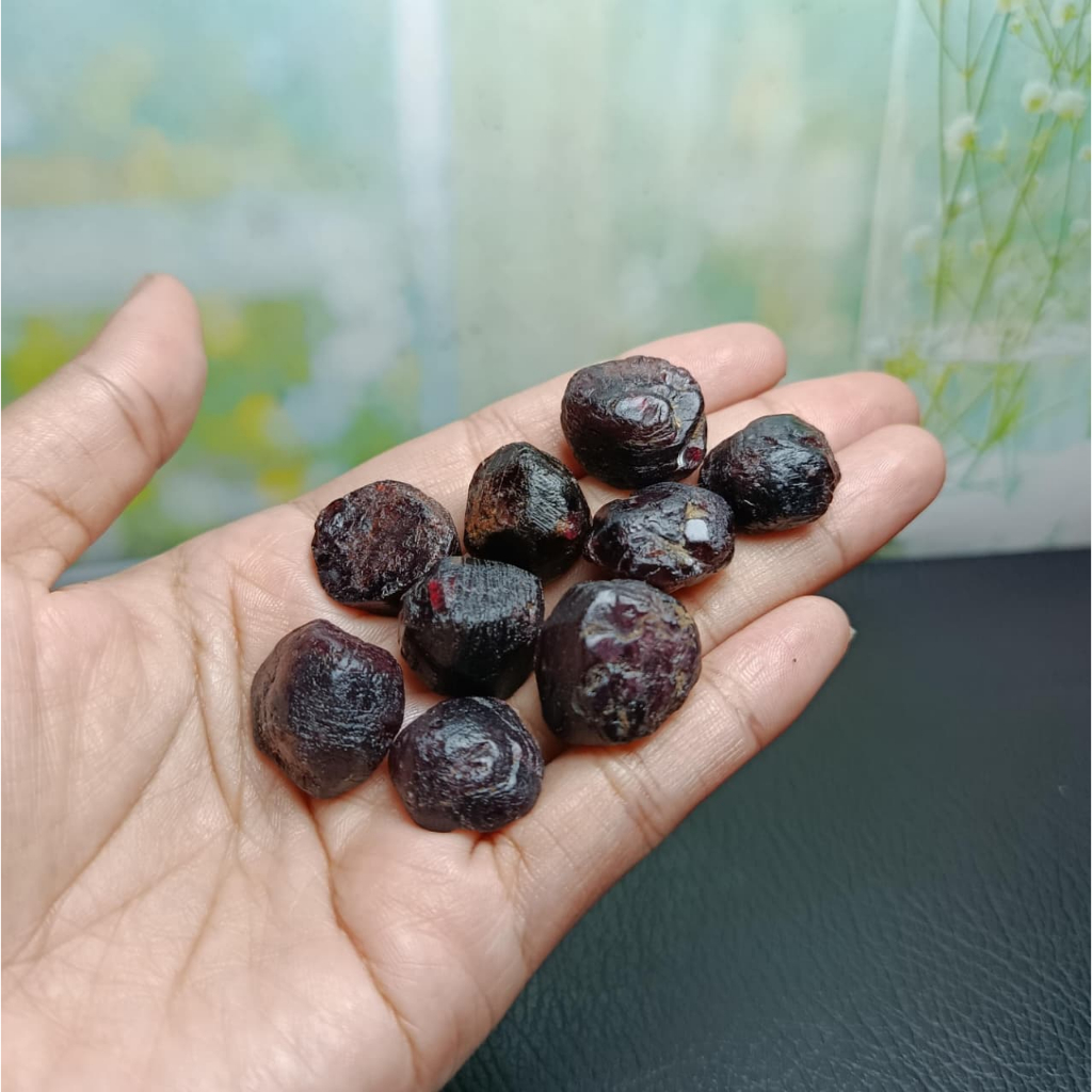 Batu Natural Red Garnet Rough1- 2 cm Top Grade paket (6)
