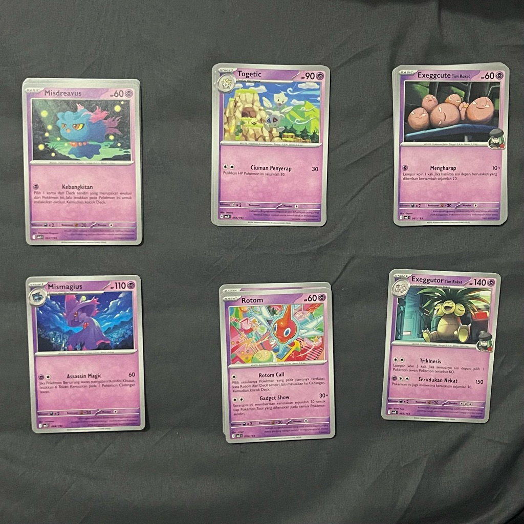 Kartu Pokemon Energi Psikis Mismagius Rotom Exeggutor, Misdreavus Toegtic Exeggcute
