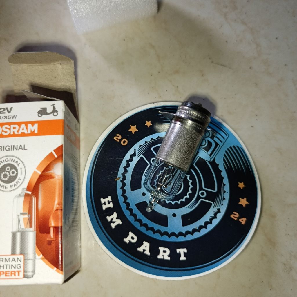 Bohlam Dop Lampu Halogen Motor Osram 35W 12V H6/M5 T19 Original Osram Universal Honda Yamaha Beat St