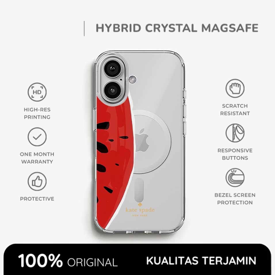 Casing iPhone Kate Spade Case Watermelon Clear Magsafe Softcase Anti Shock Style 17 16 15 14 13 12 1