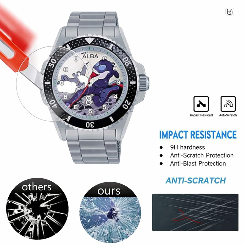 nnn tempered glass untuk ALBA Mechanical AU4079 AU 4079 TG anti gores jam tangan tempered glass peli