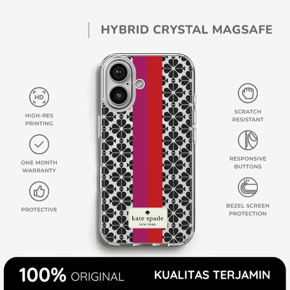Casing iPhone Kate Spade Case Jacquard Clear Magsafe Softcase Anti Shock Style 17 16 15 14 13 12 11 