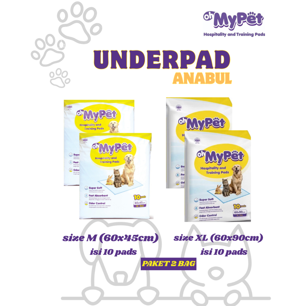 [PAKET 2 BAG/ 2 BALL] OH MY PET UNDERPAD Alas Pipis Hewan Anabul Anjing Kucing 10 Pcs MURAH PROMO