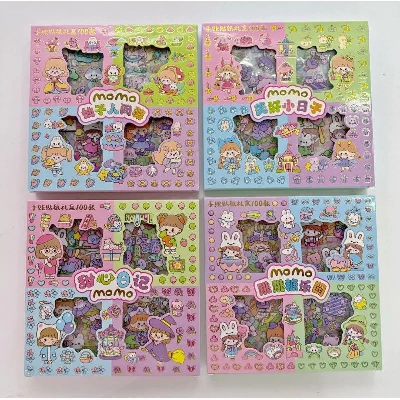 Sticker Viral Momo Rainbow Mix 4 Warna Original Isi 100 Pcs
