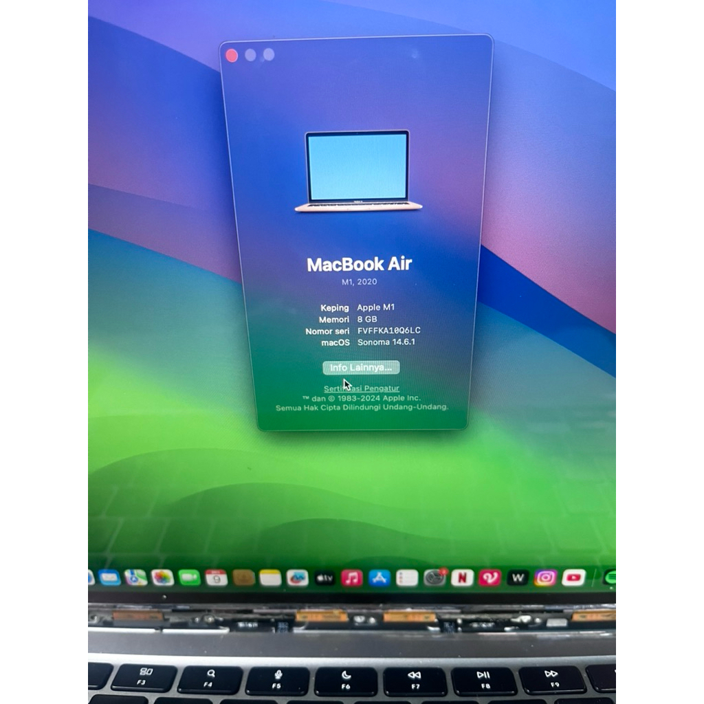 MAINBOARD MACBOOK AIR A2337 CHIP M1 8/256 + Fingerprint