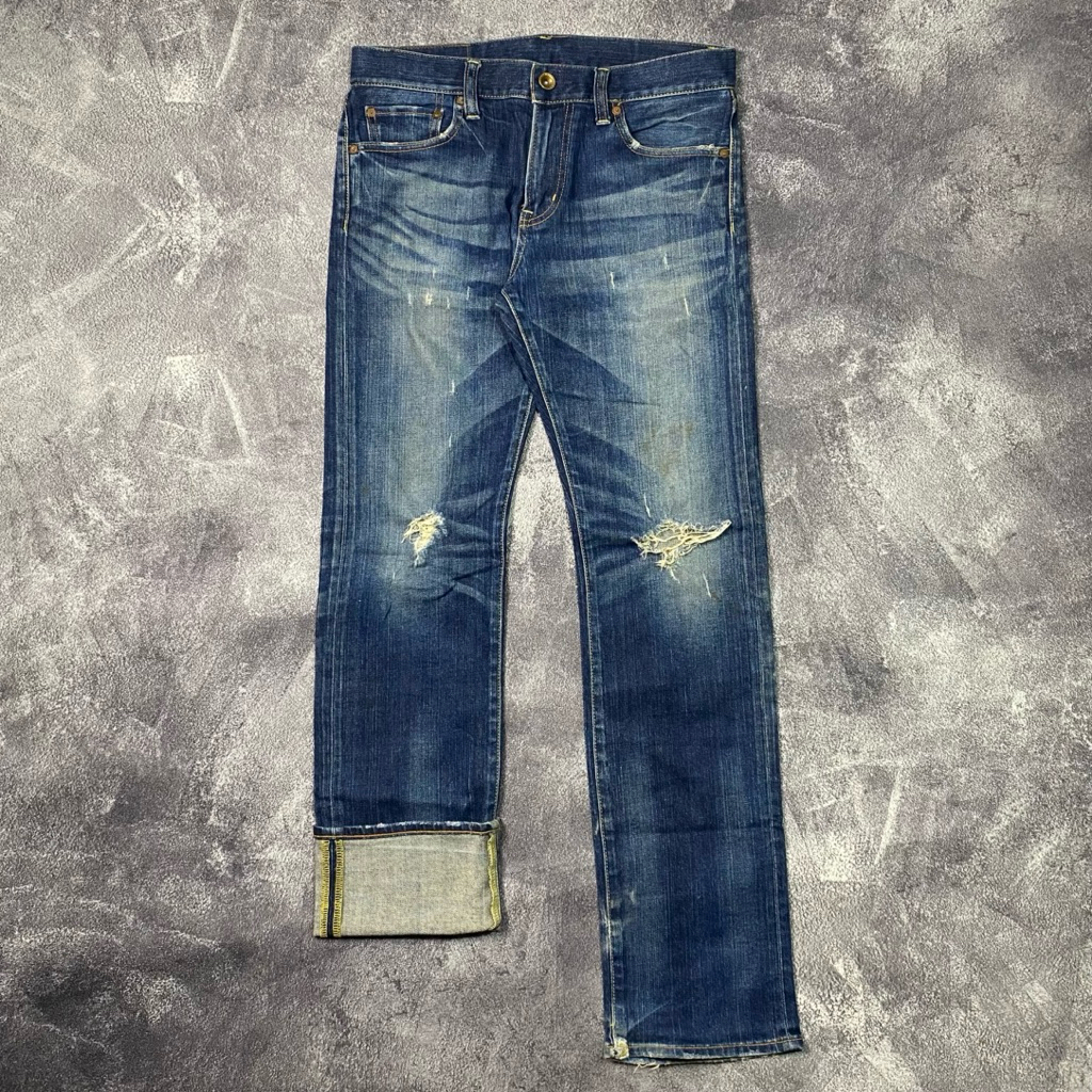 Celana Pants Jeans Uniqlo Selvedge Ripped Second Original