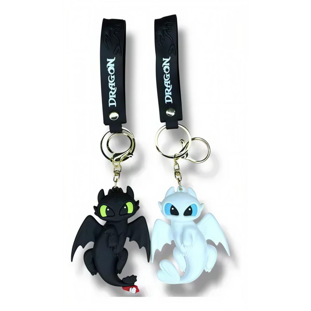 Gantungan Kunci Couple Lucu Karakter Toothless (Night & Light Furry) How to Train Your Dragon