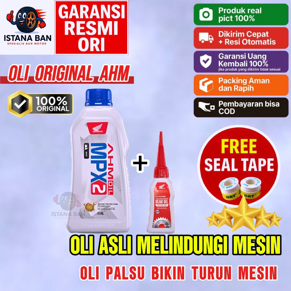 Paket Oli AHM MPX2 Matic 0.8L ORIGINAL 100% 10W 30 Untuk Motor Matic Honda Beat Scopy Vario Garansi 